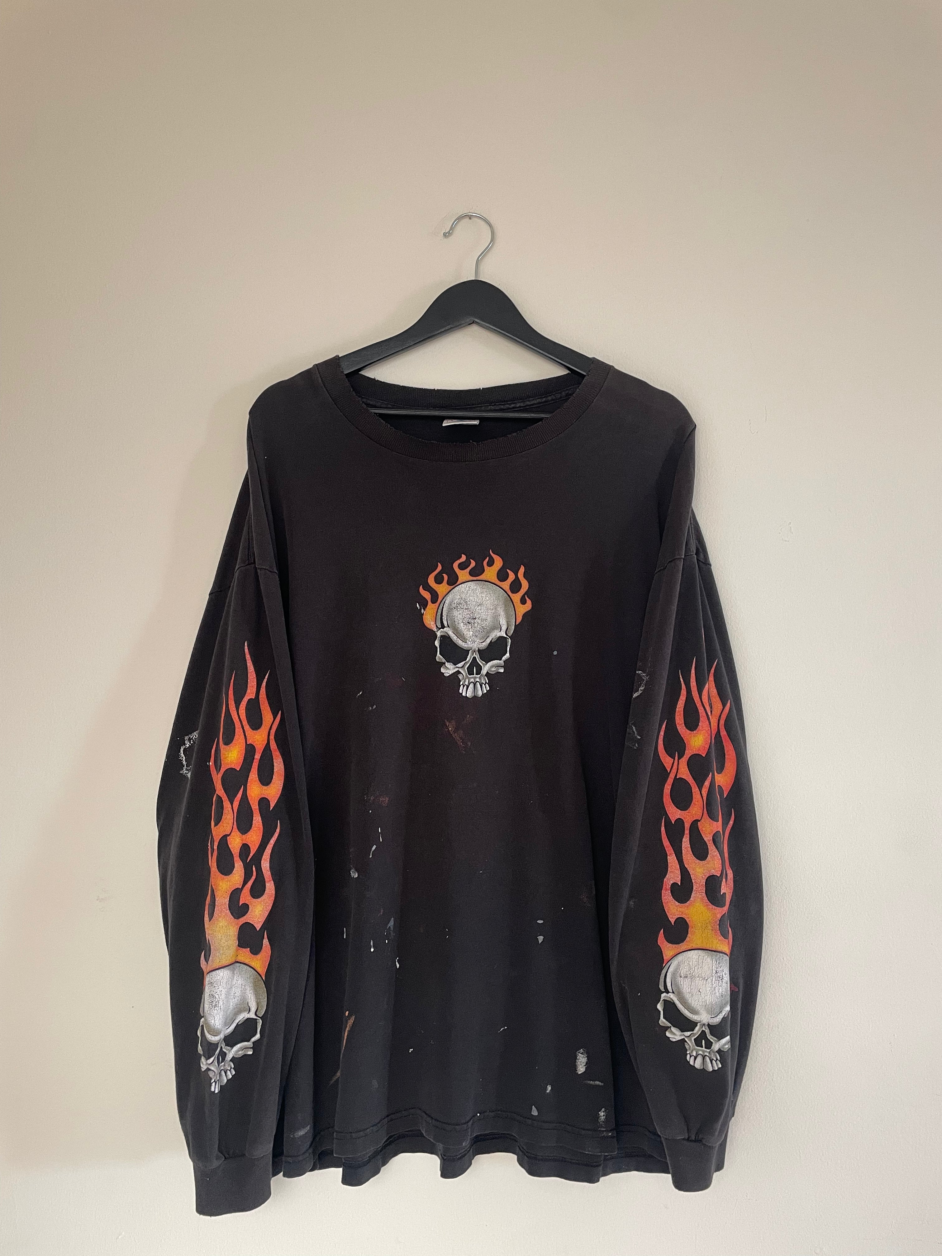 Y2K Flaming Skull Long Sleeve (XXL)